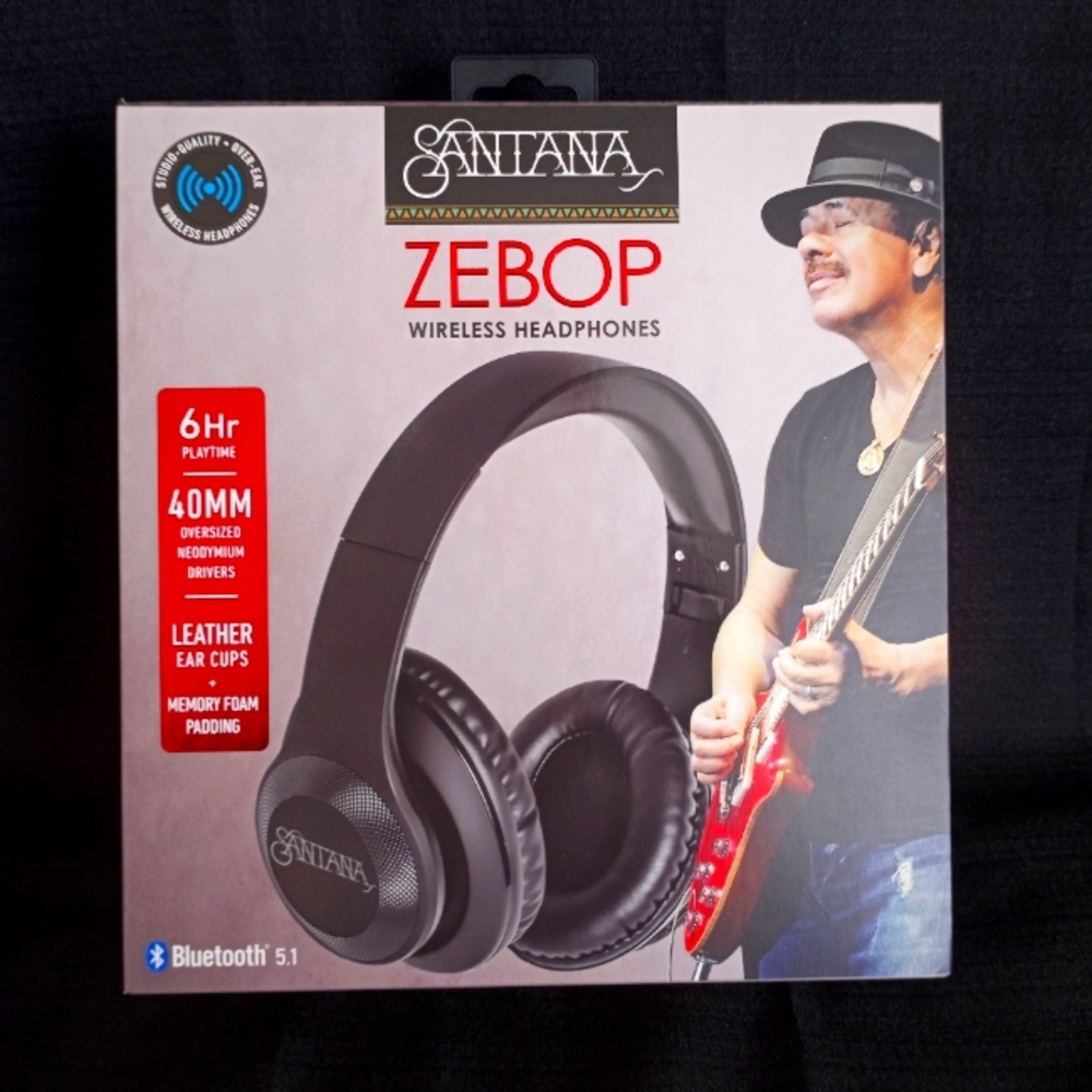 Santana Zebop Bluetooth Wireless Studio Quality Over Ear Foldable Headphones NIB
